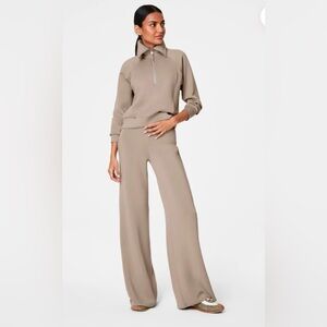Spanx- AirEssentials Half-Zip Pullover and Wide Leg Pants- Size XSP
